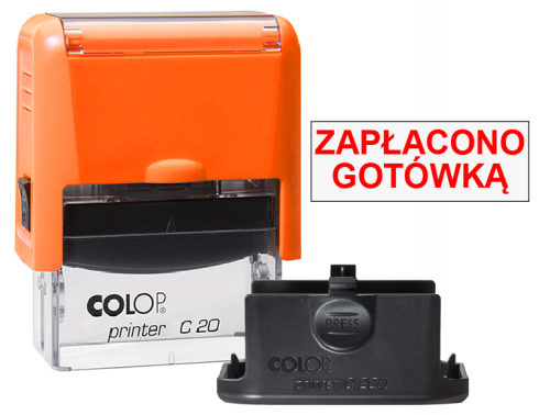 Pieczątka biurowa Colop C20 - zapłacono gotówką neonowo pomarańczowa