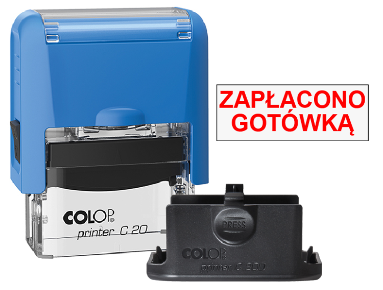 Pieczątka biurowa Colop C20 - zapłacono gotówką niebieska