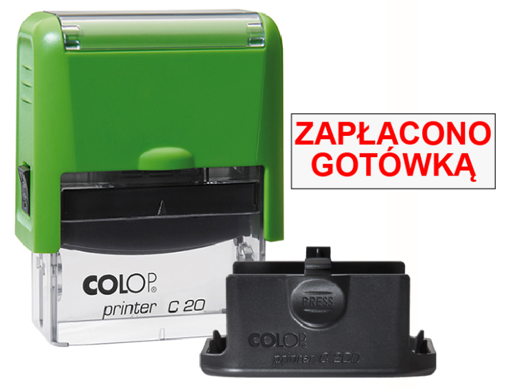 Pieczątka biurowa Colop C20 - zapłacono gotówką zielona