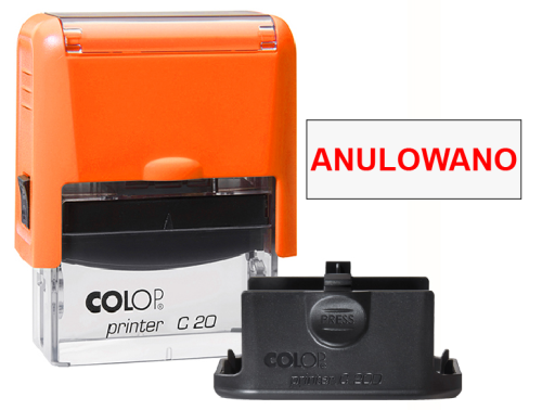 Pieczątka biurowa Colop C20 - Anulowano neonowo pomarańczowa