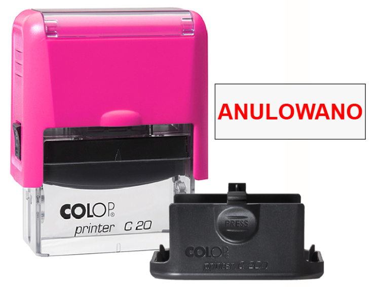 Pieczątka biurowa Colop C20 - Anulowano neonowo różowa