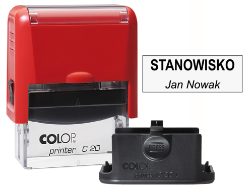 Czerwona pieczątka firmowa Colop C20 - Stanowisko + imie i nazwisko