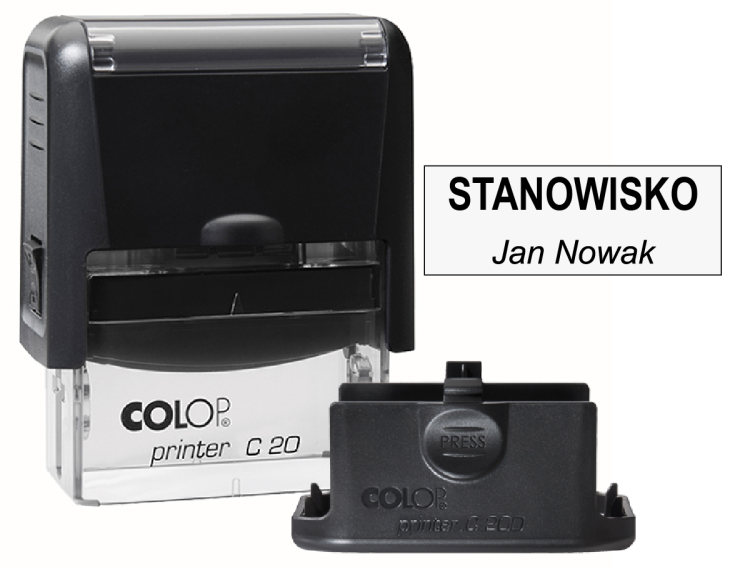 Czarna pieczątka firmowa Colop C20 - Stanowisko + imie i nazwisko