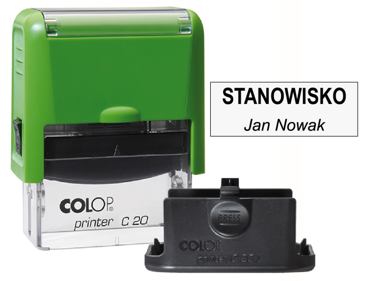 Zielona pieczątka firmowa Colop C20 - Stanowisko + imie i nazwisko