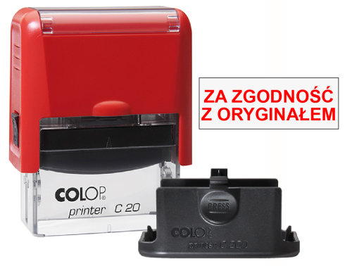 Czerwona pieczątka biurowa Colop C20 - Za zgodność z oryginałem