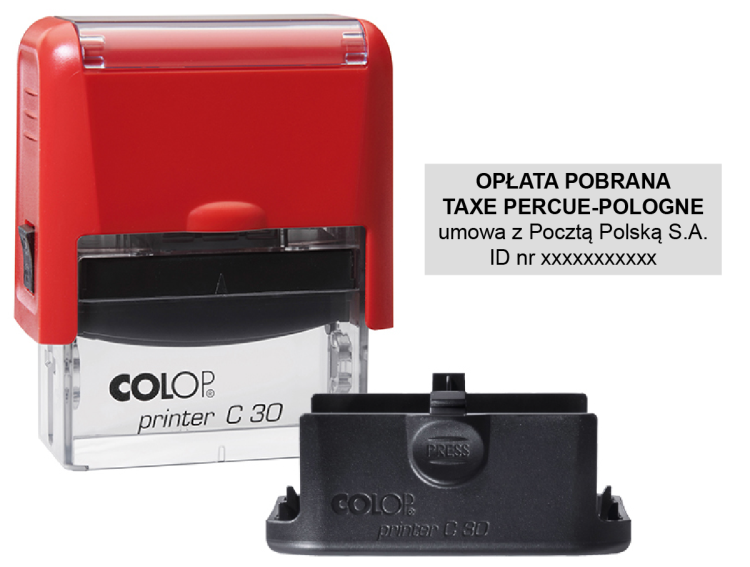 Czerwona pieczątka Opłata Pobrana Taxe Perçue - Pologne