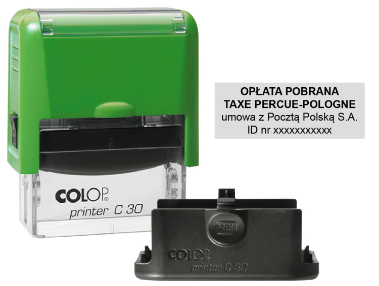 Zielona pieczątka Opłata Pobrana Taxe Perçue - Pologne