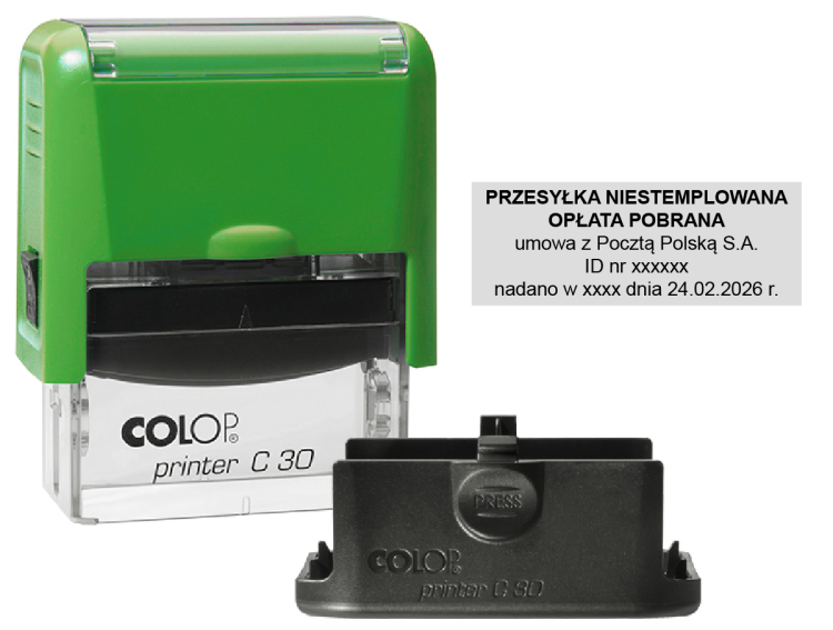 Pieczątka Przesyłka Niestemplowana Opłata Pobrana